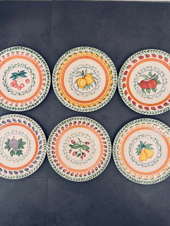Strata Other - Strata Group Fresh N Fruity Hand Painted Design 8.75" Plates, set of 6